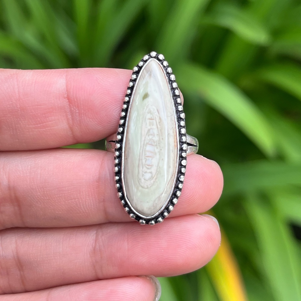 Size 8.25 silver plated imperial jasper ring